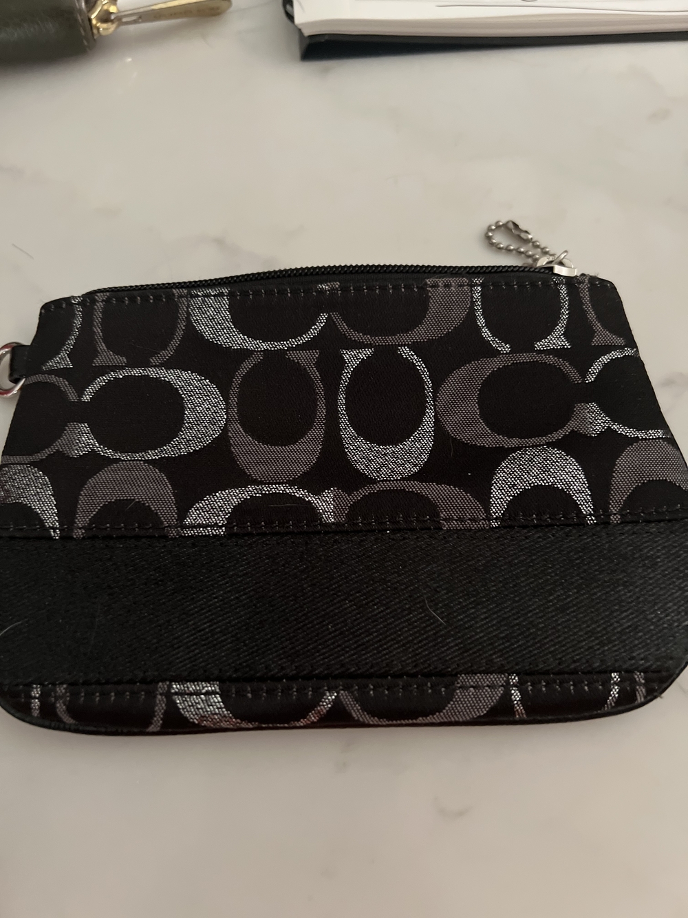 Coach Black & Silver Signature Wristlet